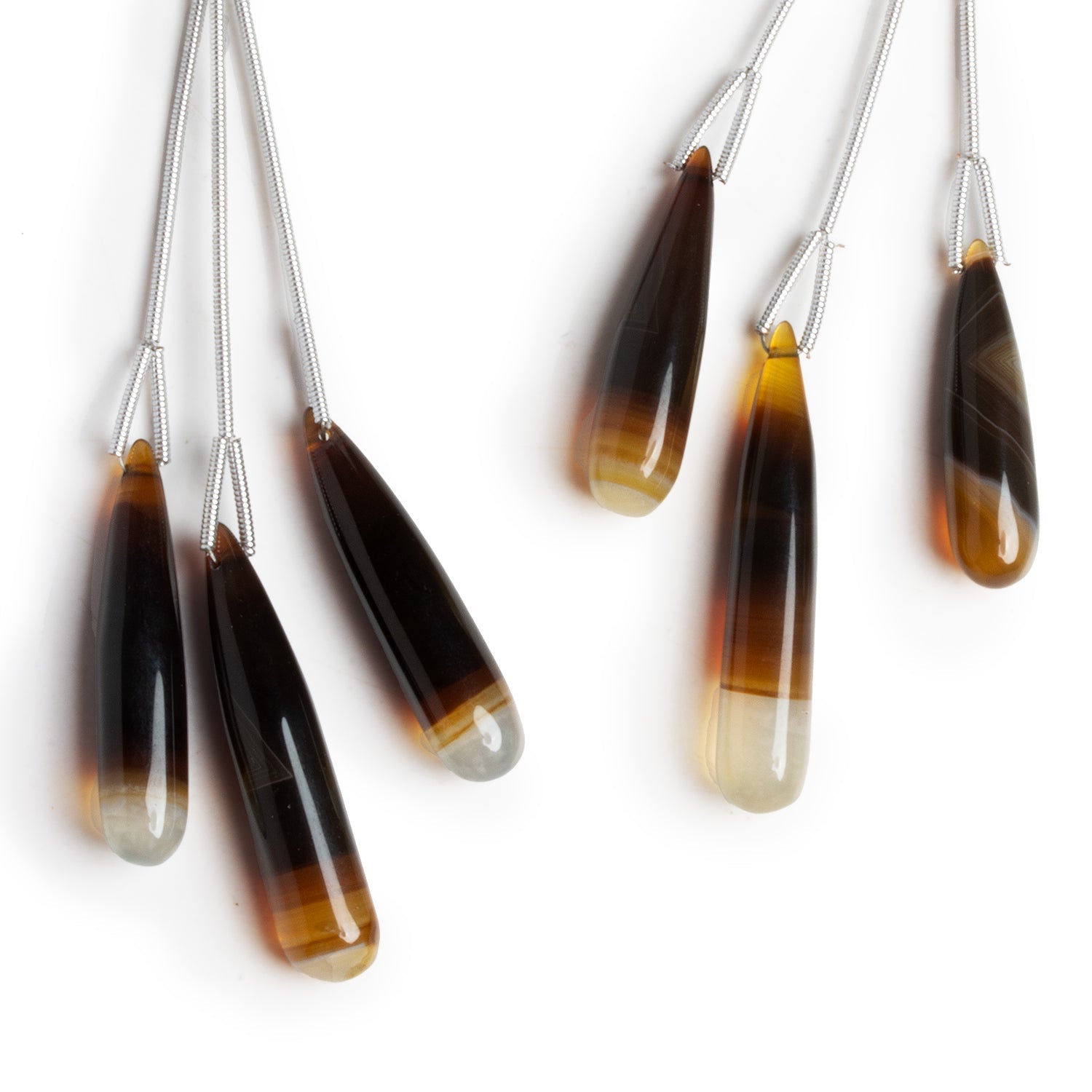 32x7.5mm Brown Chalcedony Plain Teardrops 3 Beads - The Bead Traders
