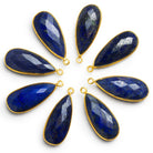 33x14mm Vermeil Bezeled Lapis Lazuli Pear Pendant 1 Bead - The Bead Traders