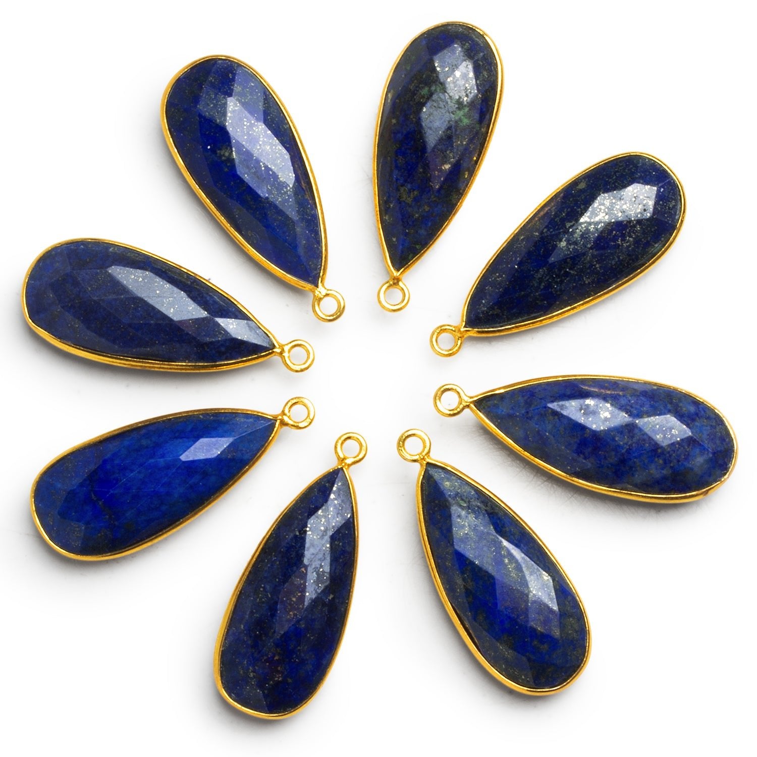 33x14mm Vermeil Bezeled Lapis Lazuli Pear Pendant 1 Bead - The Bead Traders