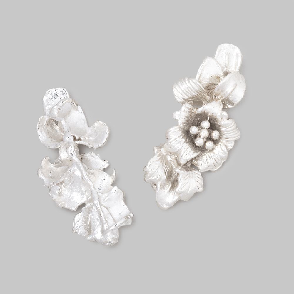 33x15mm Hibiscus Flower Slider Charm Set of 2 pieces - The Bead Traders