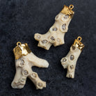 33x16mm Gold Leafed White Coral Pendant 1 Bead - The Bead Traders