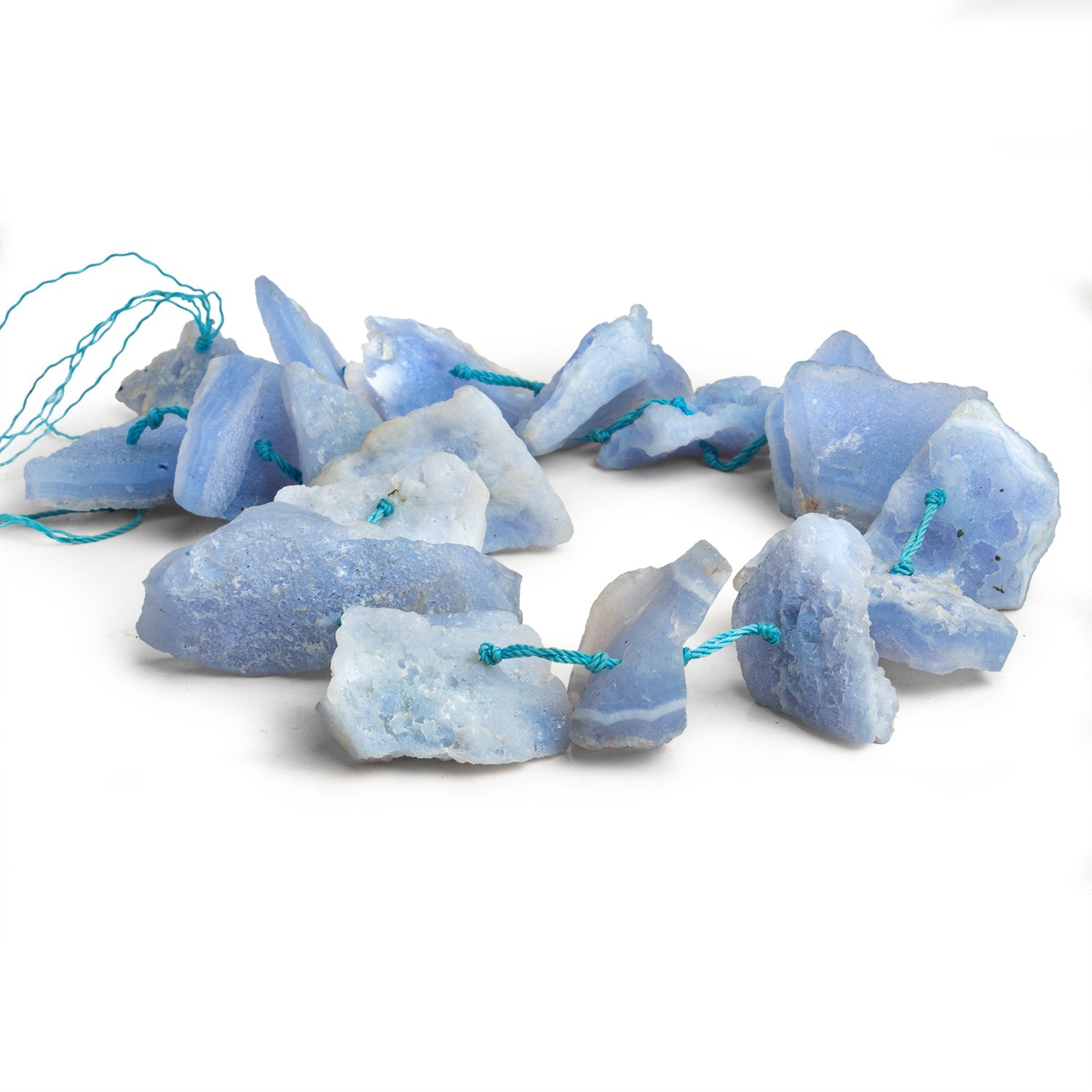 33x21mm Natural Chalcedony Large Raw Crystals 16 inch 12 beads - The Bead Traders