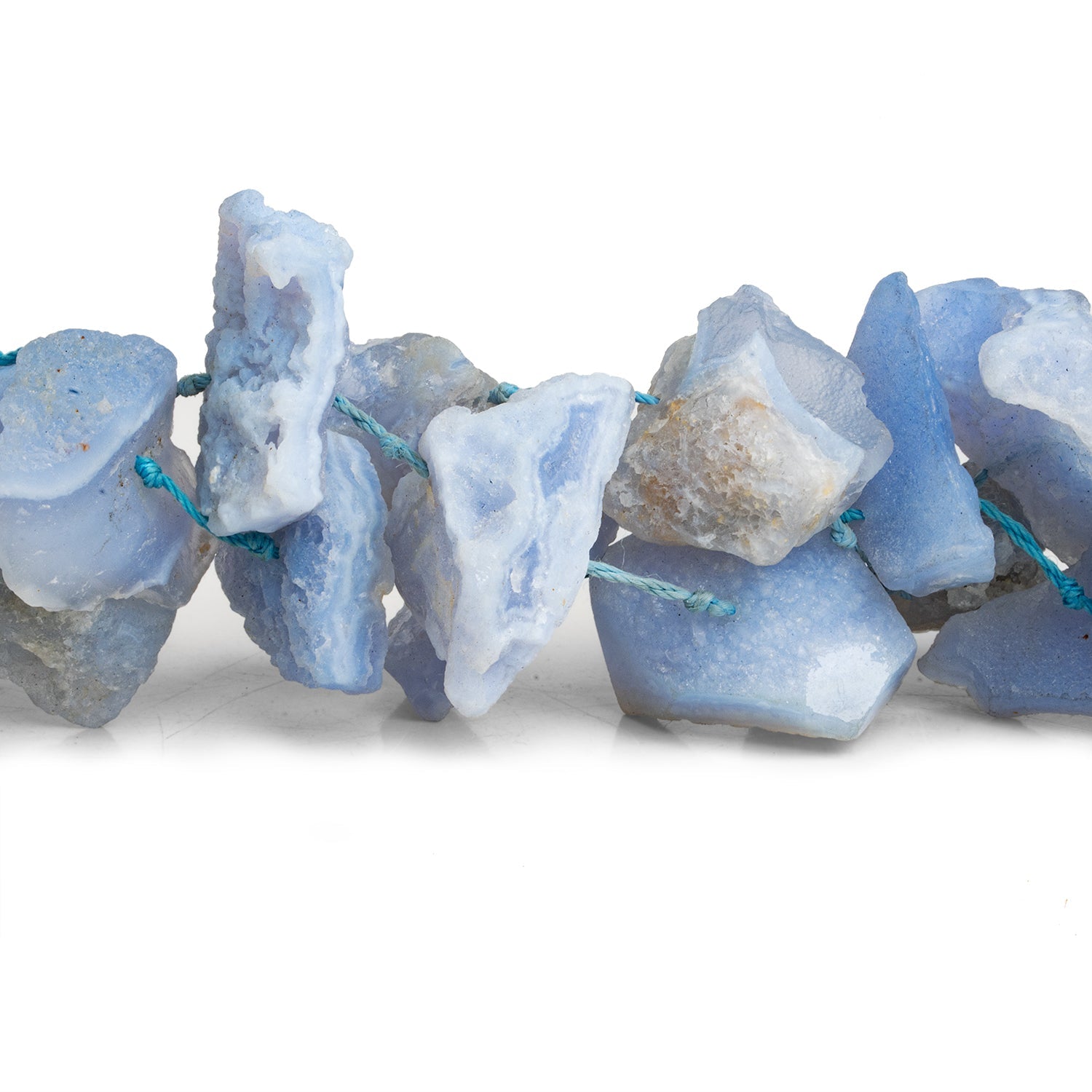 33x21mm Natural Chalcedony Large Raw Crystals 16 inch 12 beads - The Bead Traders