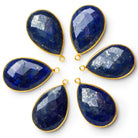 33x21mm Vermeil Bezeled Lapis Lazuli Pear Pendant 1 Bead - The Bead Traders