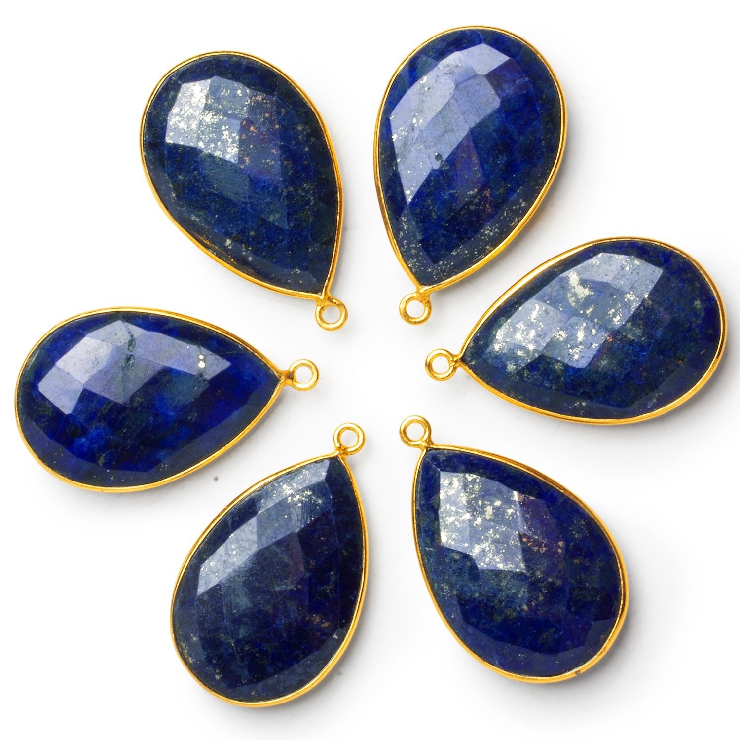 33x21mm Vermeil Bezeled Lapis Lazuli Pear Pendant 1 Bead - The Bead Traders