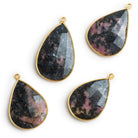 33x23mm Vermeil Bezeled Rhodonite Faceted Pear Pendant - The Bead Traders