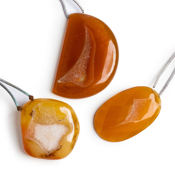 33x32mm Orange Drusy Nugget Focal 1 Bead