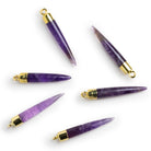 33x5mm Gold Leafed Amethyst Point Pendant 1 Bead - The Bead Traders