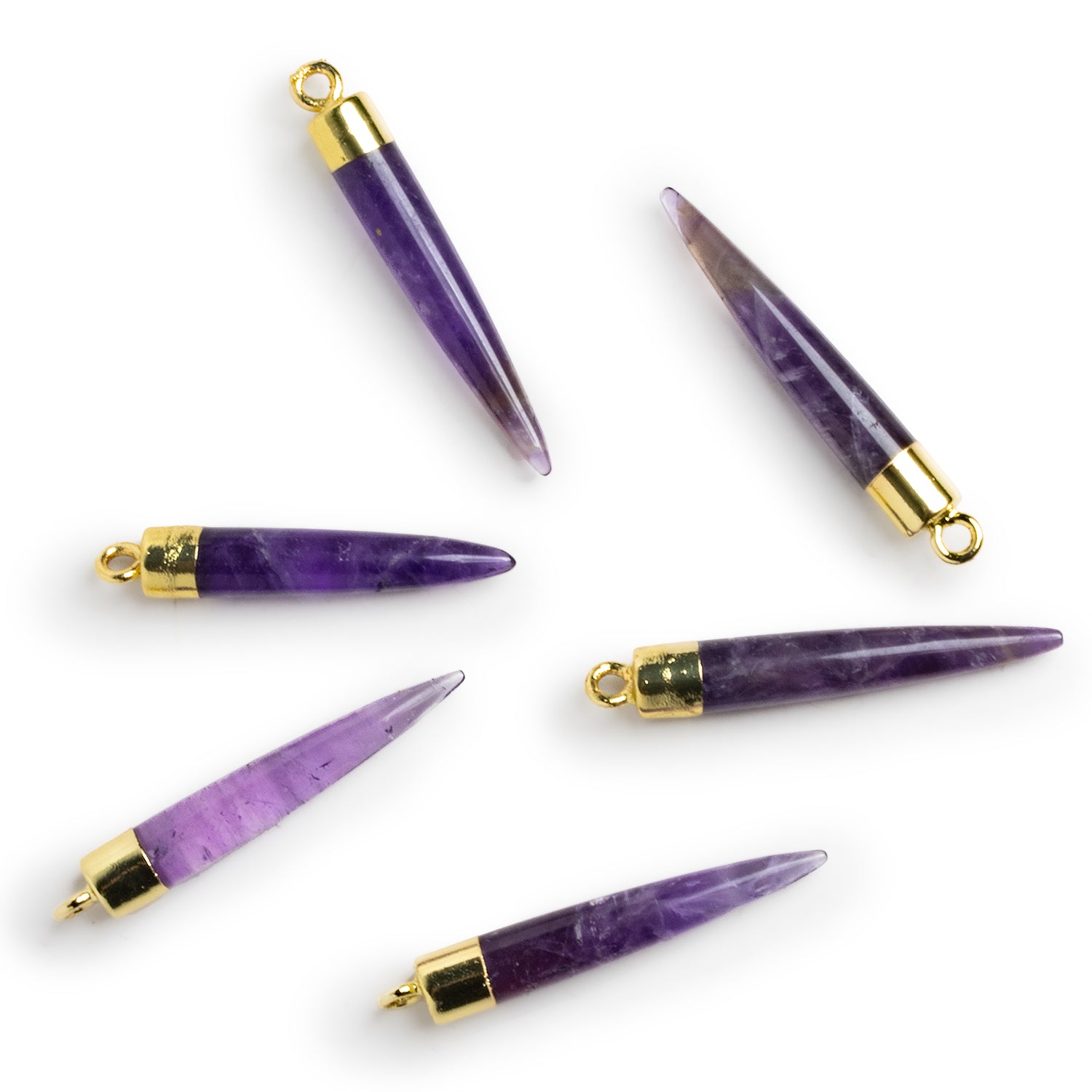 33x5mm Gold Leafed Amethyst Point Pendant 1 Bead - The Bead Traders