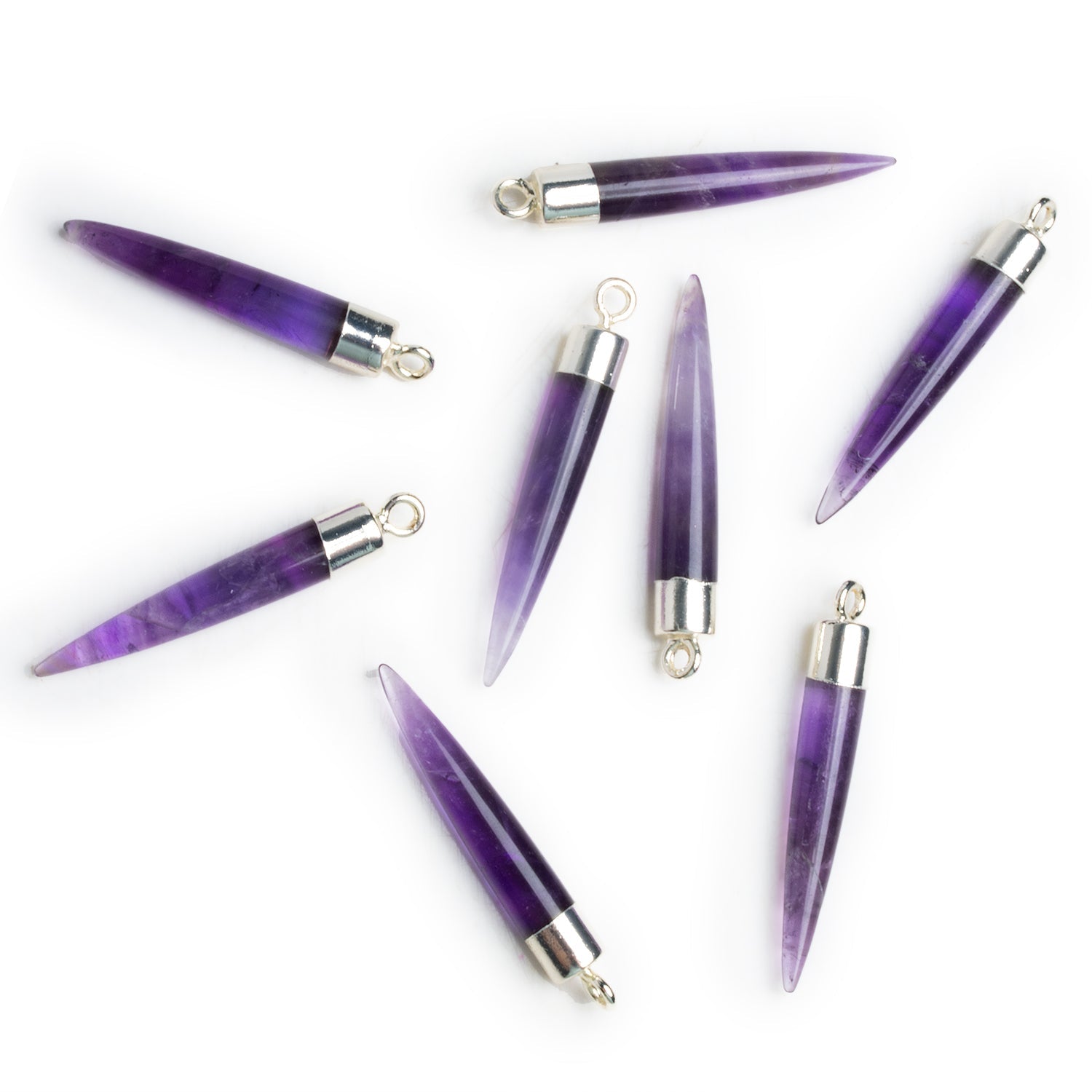 33x5mm Silver Leafed Amethyst Point Pendant 1 Bead - The Bead Traders