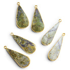 33x9mm Gold Leafed Purple Stripe Jasper Pear Pendants Set of 2 - The Bead Traders