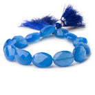 10x13mm Santorini Blue Chalcedony straight drilled faceted ovals 7 inch 15 beads