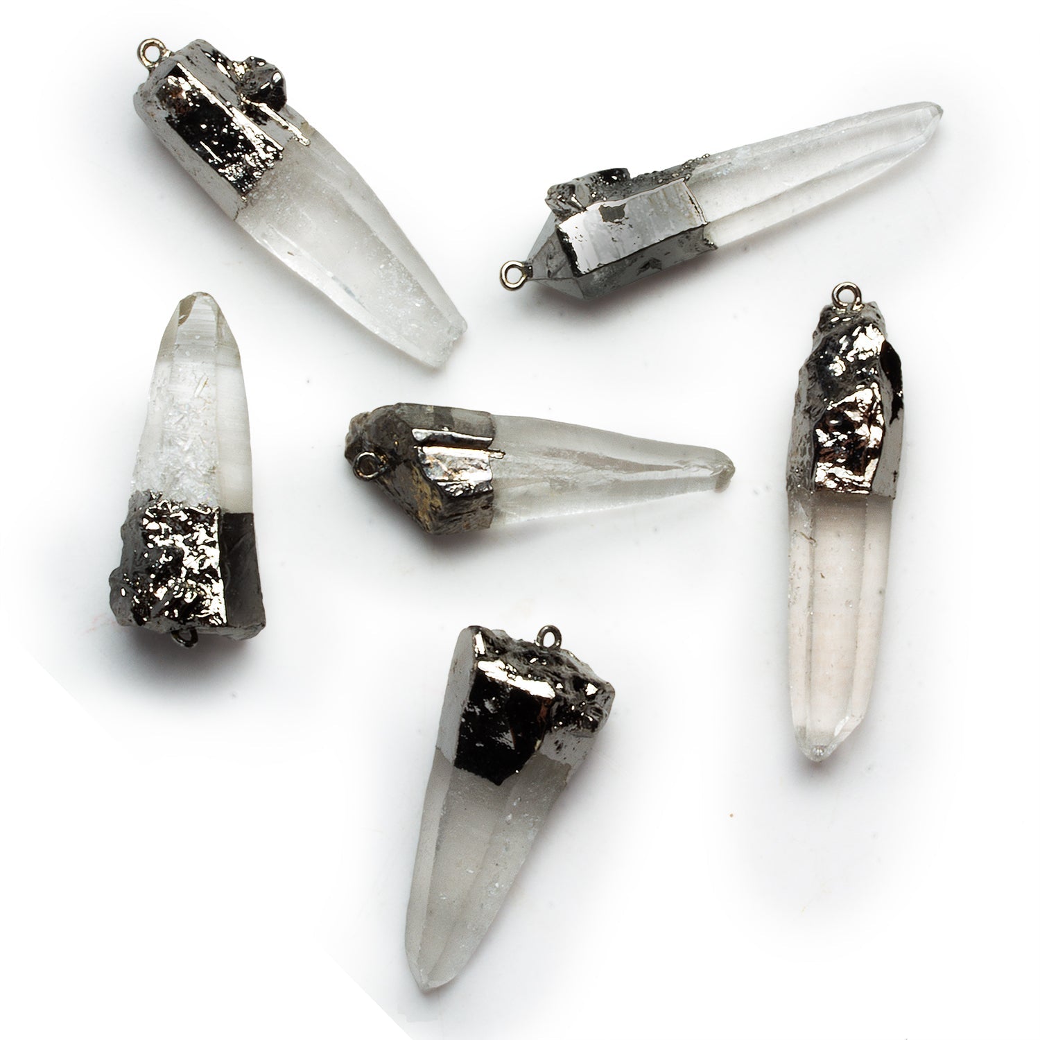 34x10mm Black Gold Leafed Crystal Quartz Natural Crystal Pendant 1 Bead - The Bead Traders