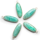 34x11mm Silver Bezeled Amazonite Oval Pendant 1 Bead - The Bead Traders