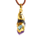 34x15mm Double Leafed Amethyst with Aquamarine Pendant 1 Bead - The Bead Traders