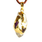 34x16mm Double Leafed Quartz with Garnet & Amethyst Pendant 1 Bead - The Bead Traders