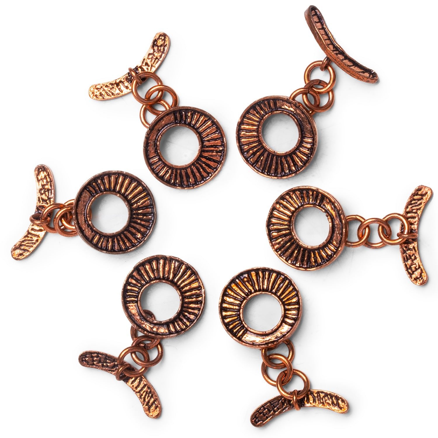 34x18mm Copper Sunburst Toggle 1 Bead - The Bead Traders