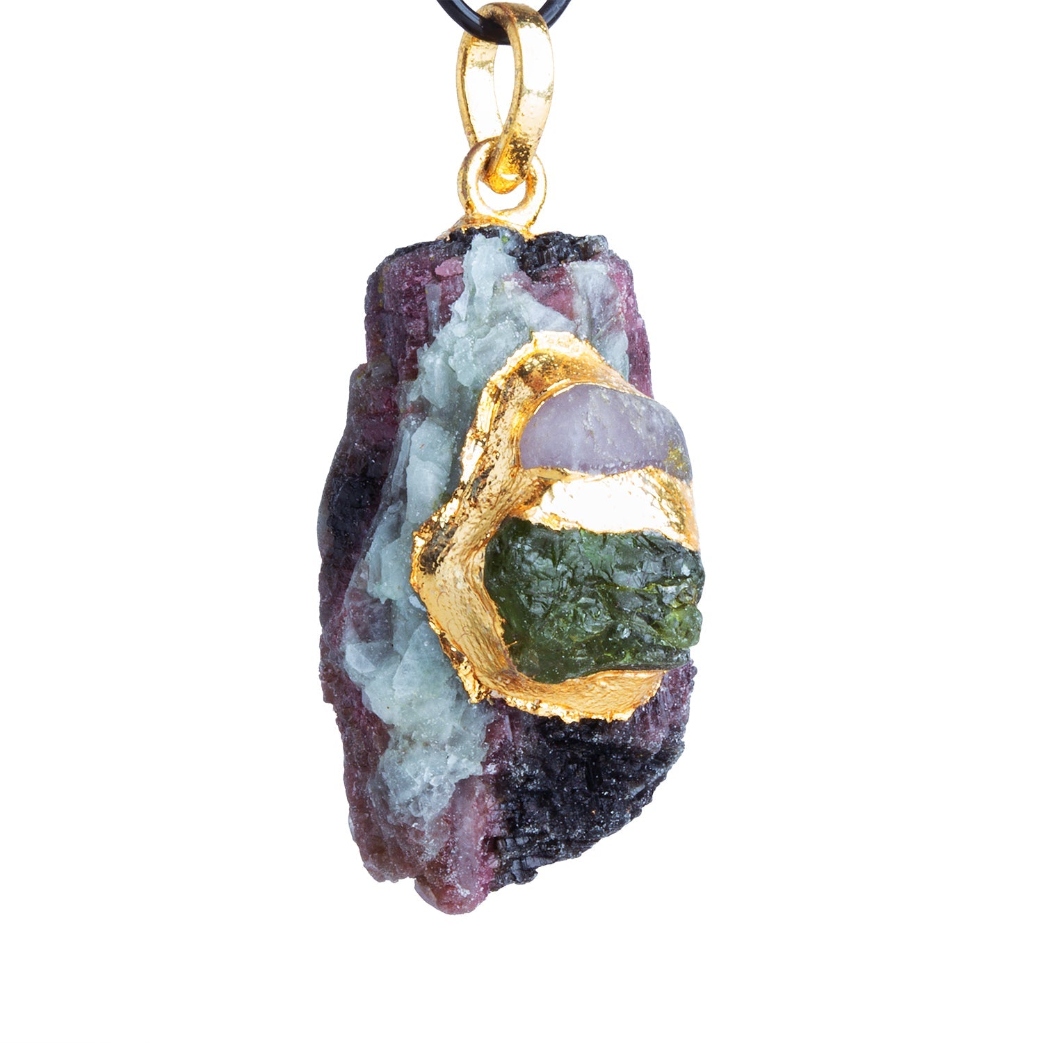34x19mm Double Leafed Tourmaline with Peridot & Tourmaline Pendant 1 Bead - The Bead Traders