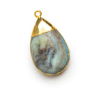 34x20mm Blue Peruvian Opal Gold Leafed Pear Pendant 1 Bead - The Bead Traders