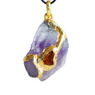 34x21mm Double Leafed Amethyst with Tourmaline Pendant 1 Bead - The Bead Traders