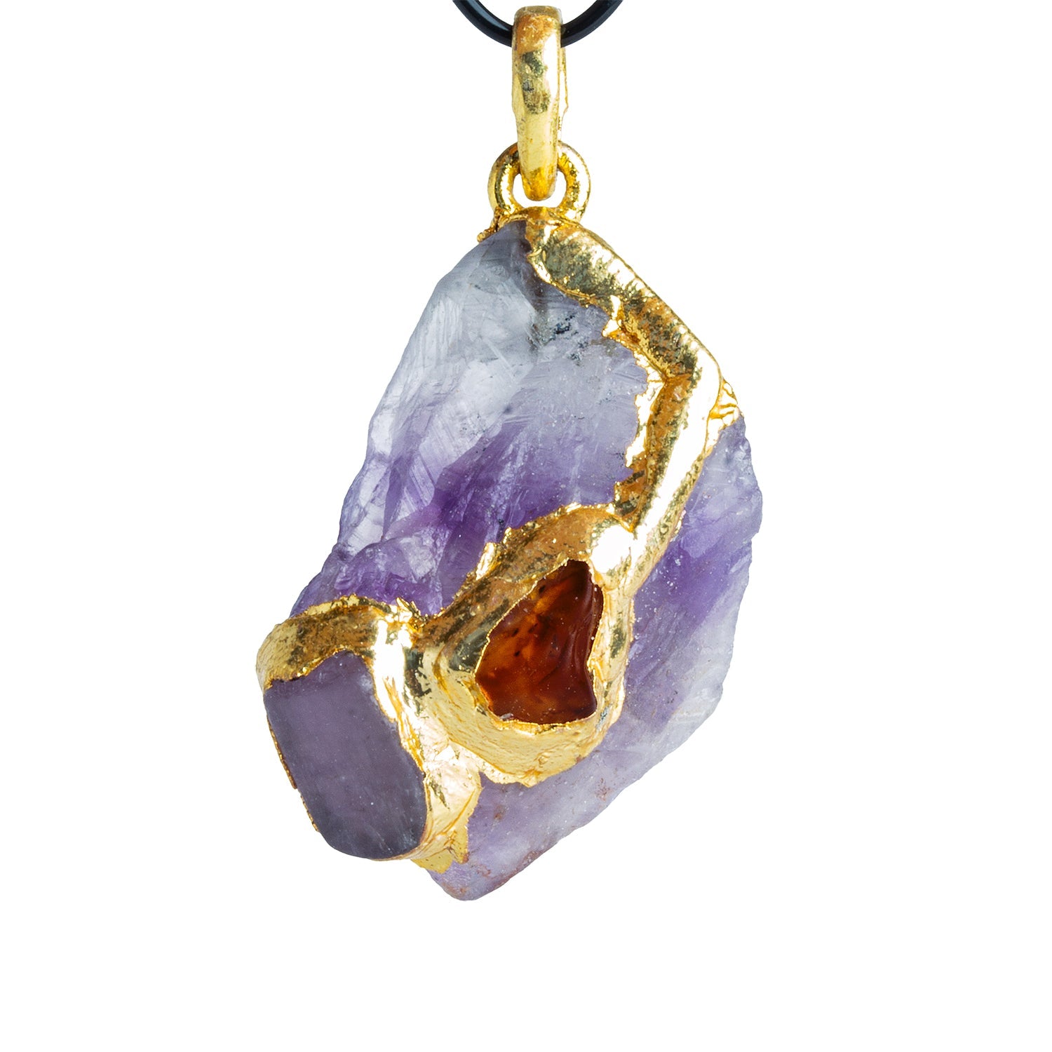 34x21mm Double Leafed Amethyst with Tourmaline Pendant 1 Bead - The Bead Traders