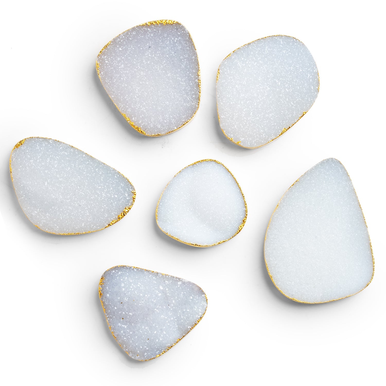 34x23mm Gold Leafed White Drusy Slice Pendant 1 Bead - The Bead Traders