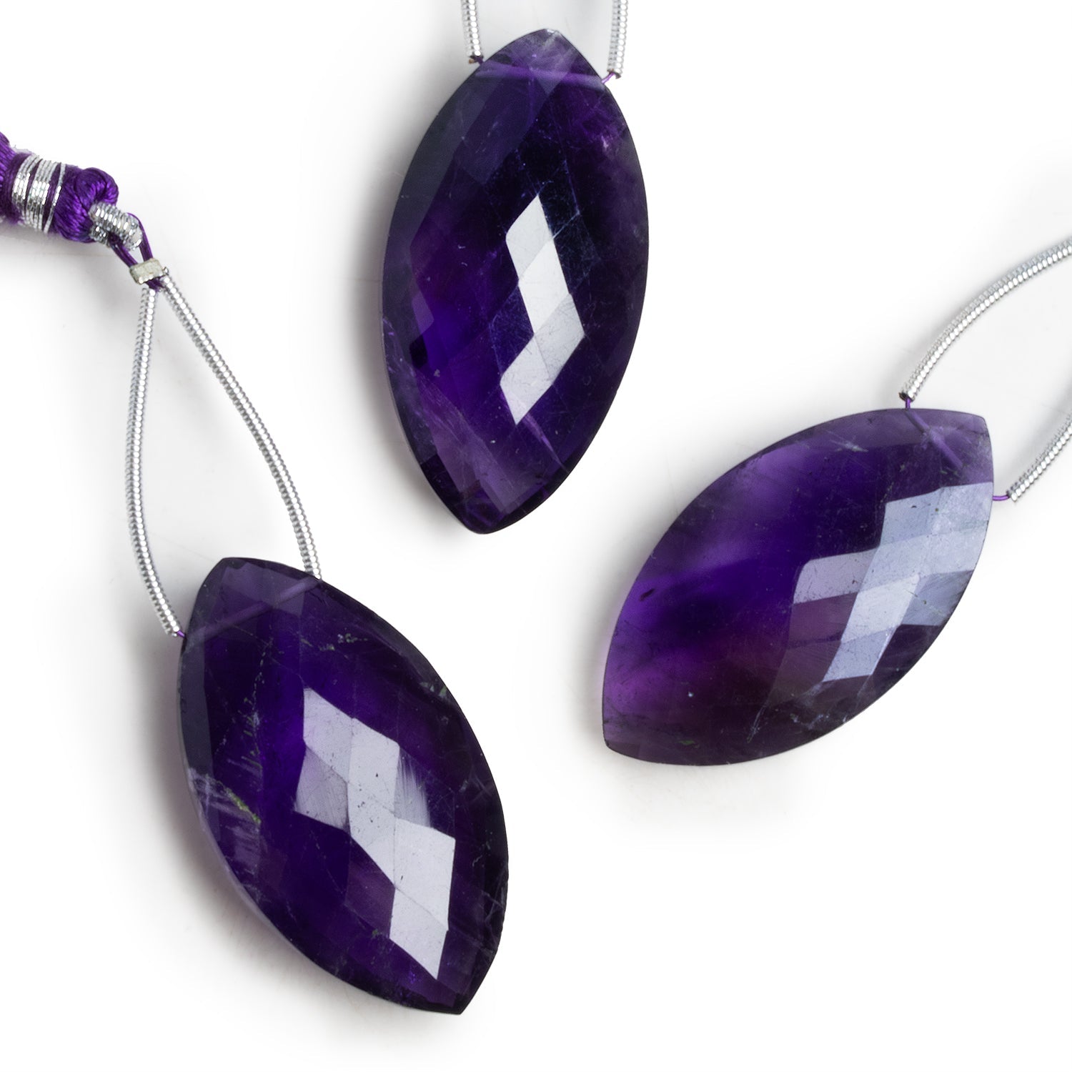 34x29mm Amethyst Faceted Marquise Focal 1 Bead - The Bead Traders