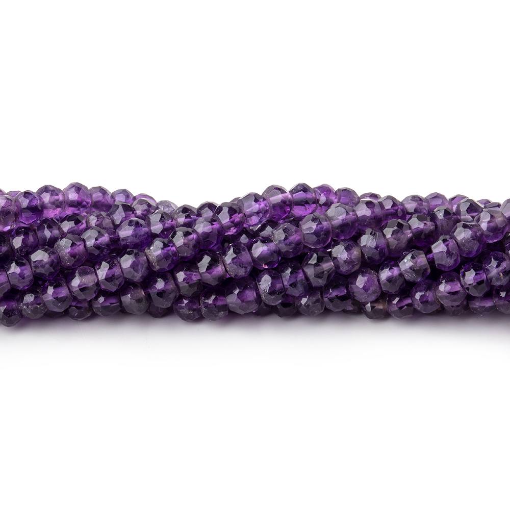 3.5 - 4mm Amethyst Handcut Faceted Rondelle Beads 13 inches 100 beads - The Bead Traders