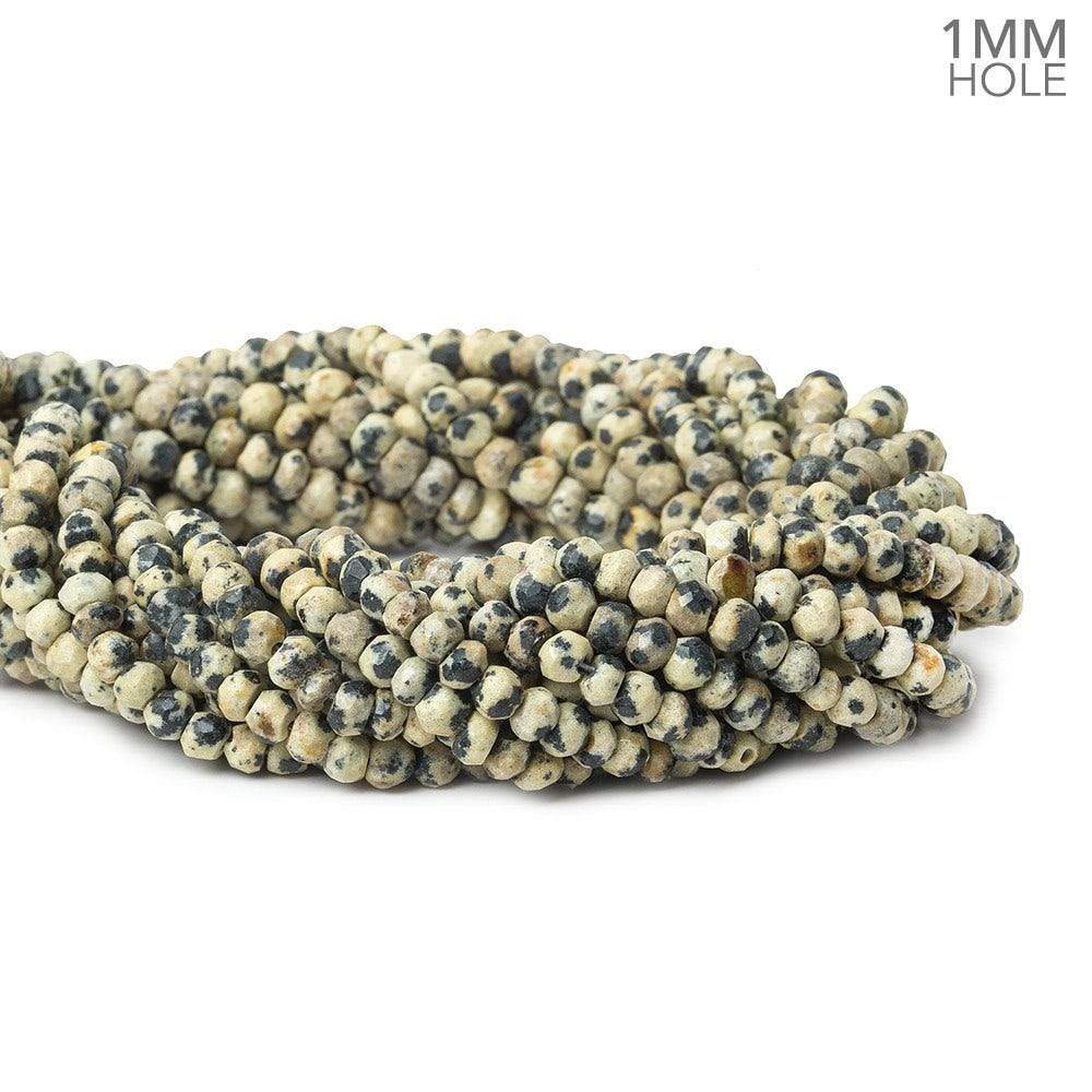 3.5-4mm Dalmatian Jasper 1mm Large Hole Faceted Rondelles 14 inch 125 beads - The Bead Traders