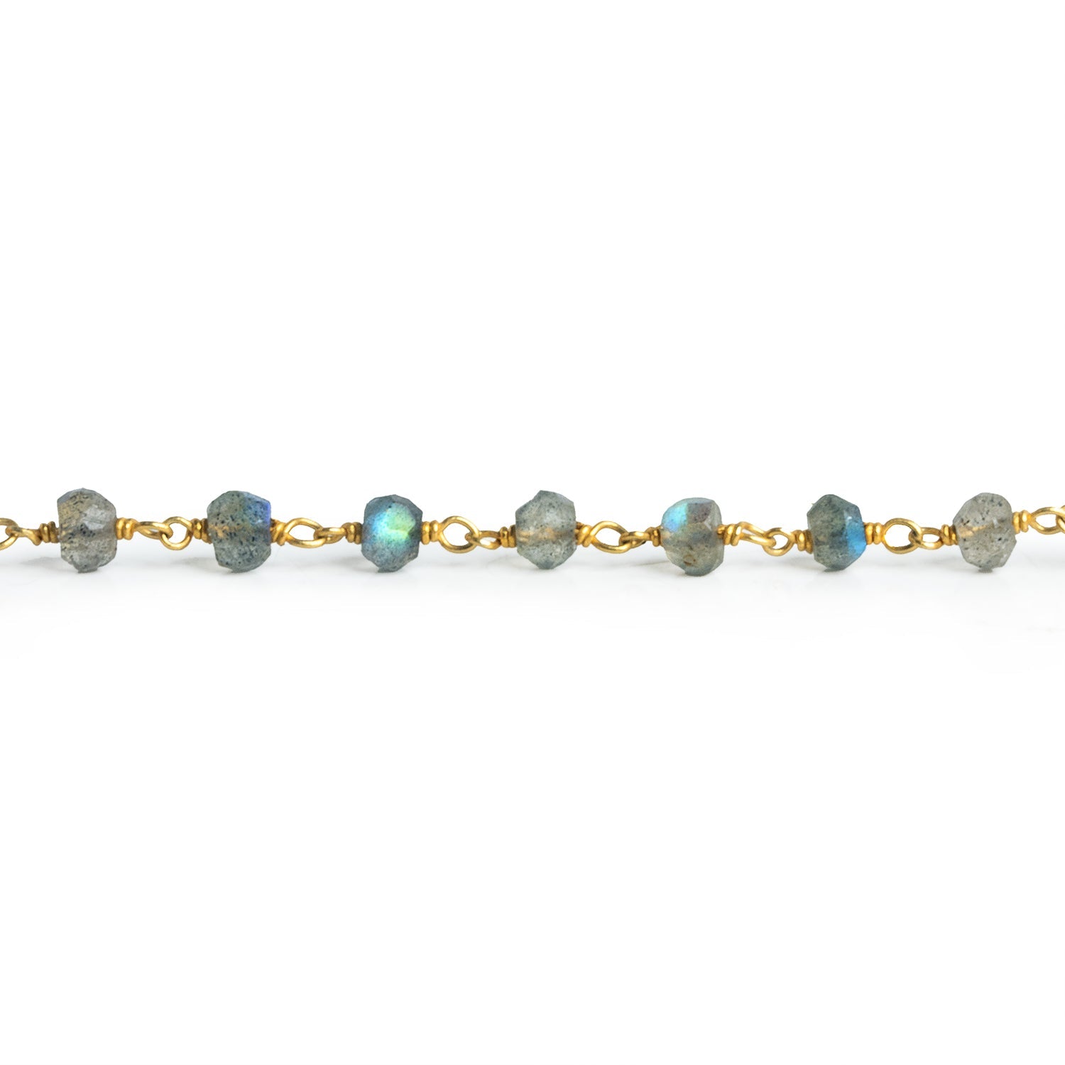 3.5 - 4mm Labradorite Rondelle Gold Chain 34 Beads - The Bead Traders