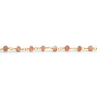 3.5-4mm Peach Moonstone Rondelle Gold Chain 37 beads - The Bead Traders