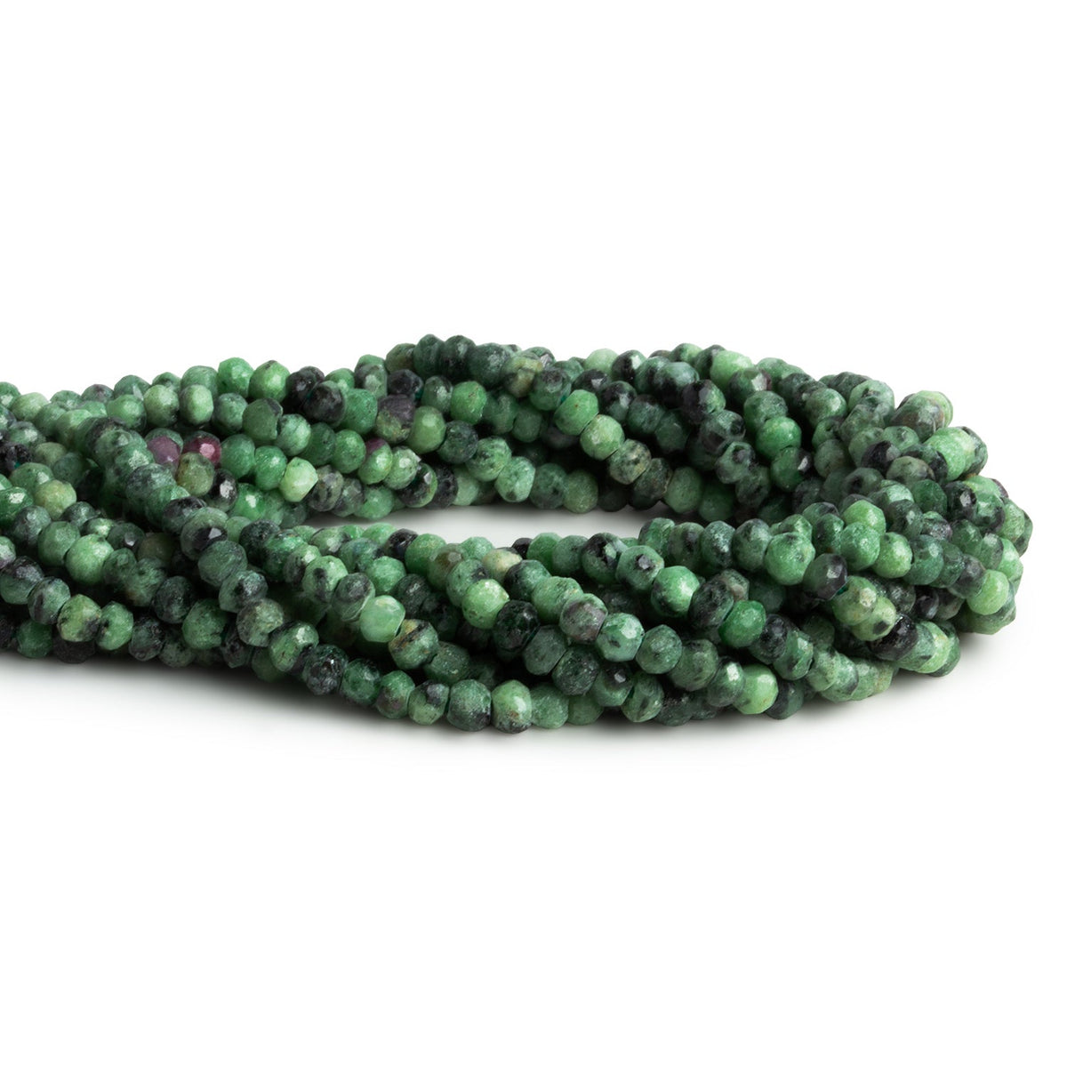 3.5-4mm Ruby in Zoisite 1mm Large Hole Rondelles 12 inch 120 beads - The Bead Traders