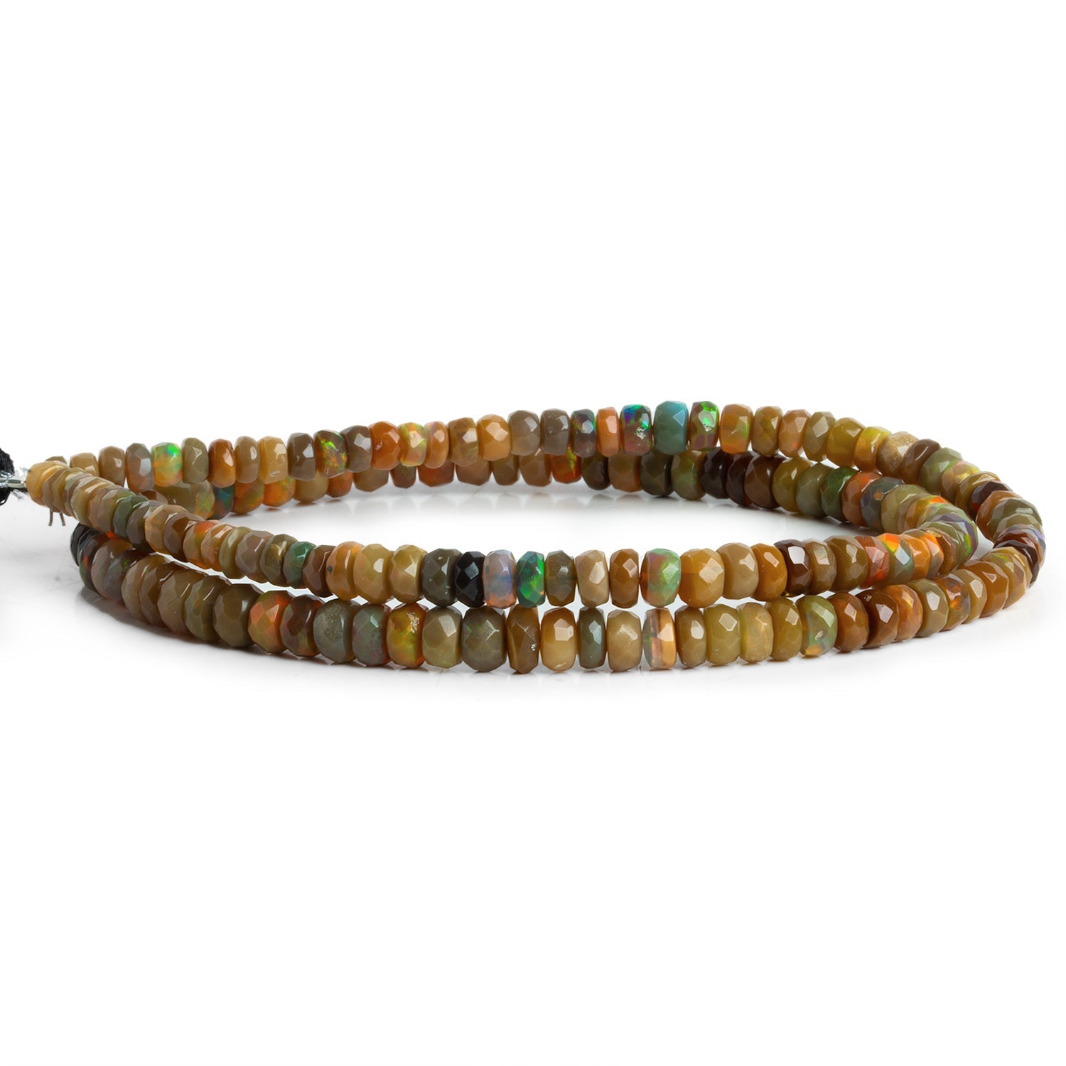 3.5 - 5.5mm Ethiopian Opal Faceted Rondelles 16 inch 145 beads - The Bead Traders