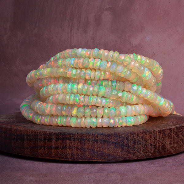 3.5-5.5mm Ethiopian Opal Faceted Rondelles 18 inch 180 beads