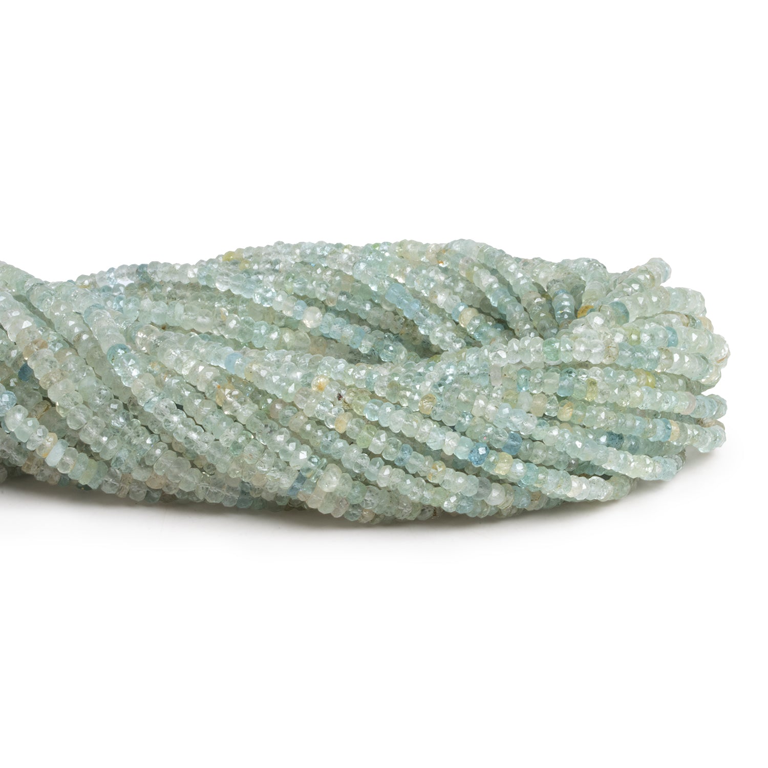 3.5-5mm Aquamarine Faceted Rondelles 15 inch 155 beads - The Bead Traders