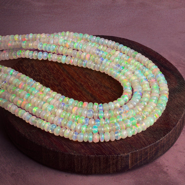 3.5-5mm Ethiopian Opal Faceted Rondelles 17 inch 165 beads