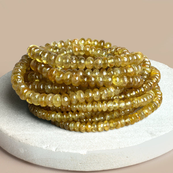 3.5-6mm Yellow Diopside Plain Rondelles 16 inch 145 beads