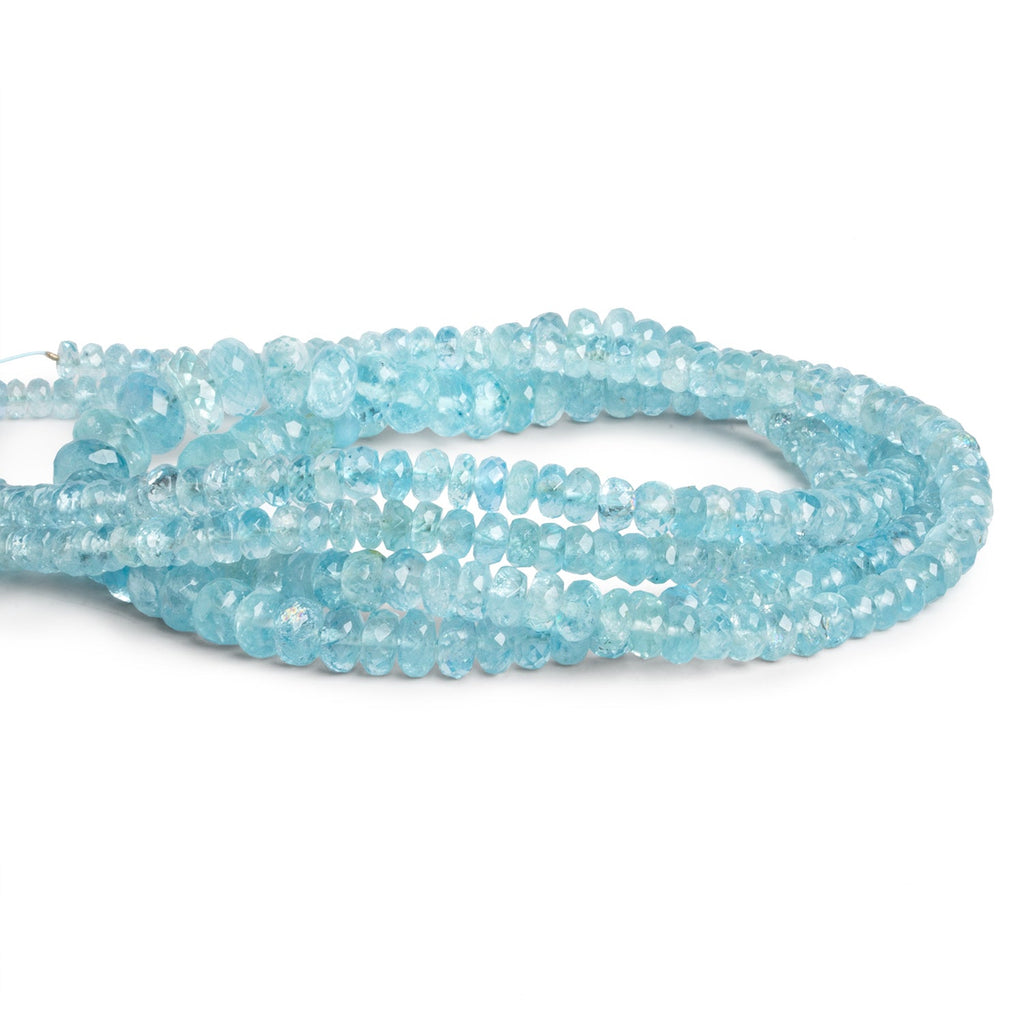 3.5 - 8mm Aquamarine Faceted Rondelles 18 inch 150 beads - The Bead Traders