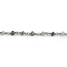 3.5mm Black Tourmalinated Quartz Rondelle Black Gold Chain 34 beads - The Bead Traders