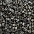 3.5mm Black Tourmalinated Quartz Rondelle Black Gold Chain 34 beads - The Bead Traders