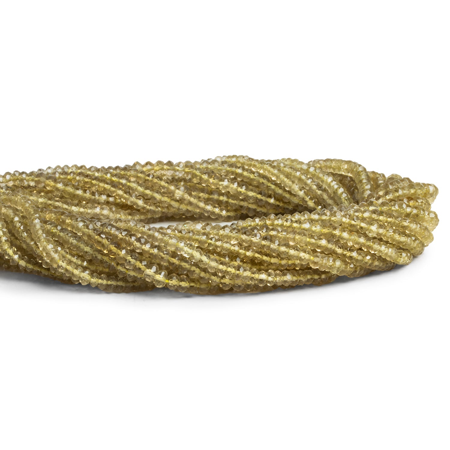 3.5mm Dark Lemon Quartz Faceted Rondelles 14 inch 150 beads - The Bead Traders