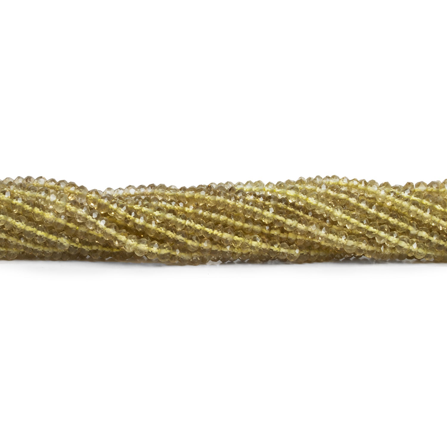 3.5mm Dark Lemon Quartz Faceted Rondelles 14 inch 150 beads - The Bead Traders