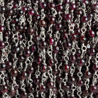3.5mm Garnet Plain Round Silver Chain 30 beads - The Bead Traders