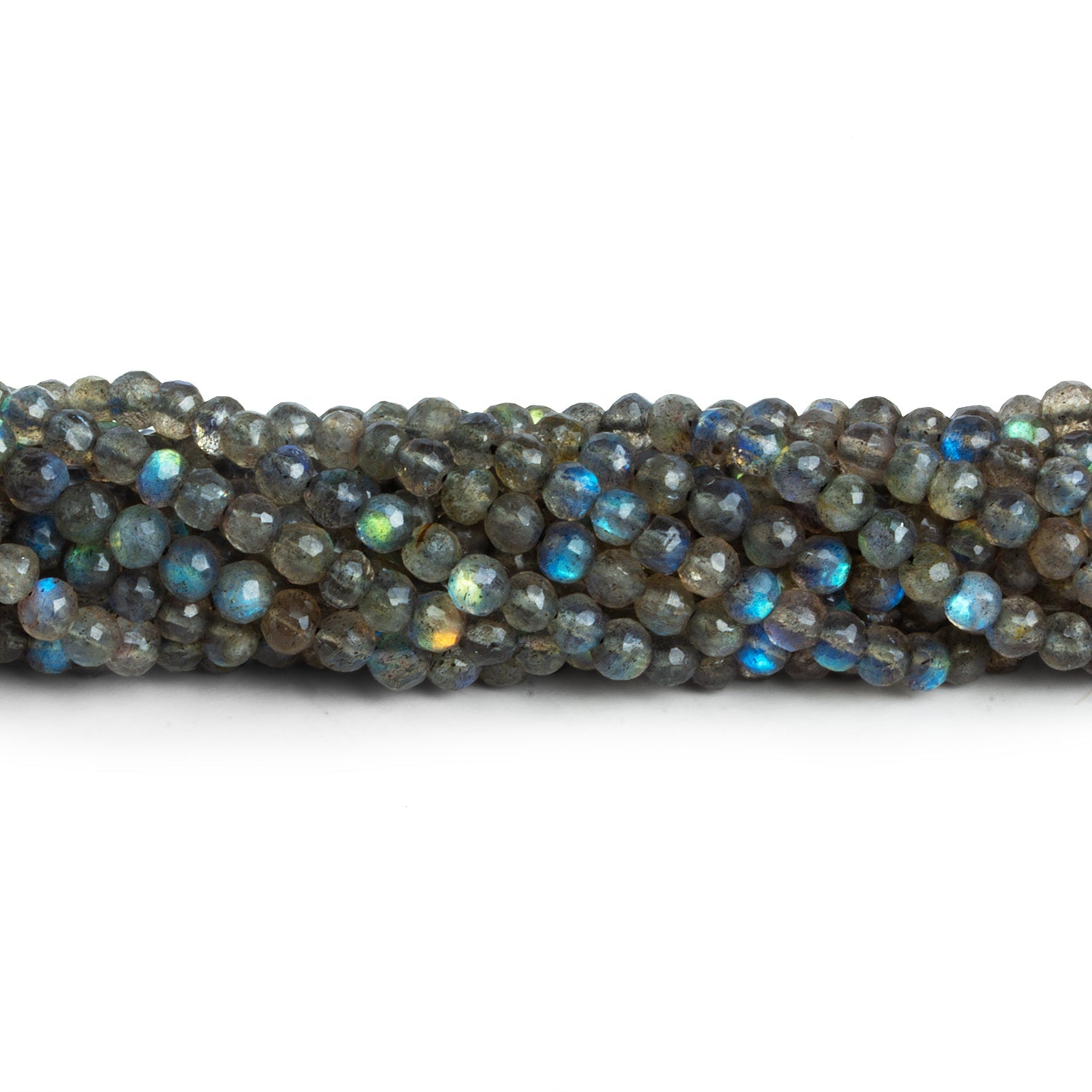 3.5mm Labradorite Handcut Rounds 12 inch 100 beads - The Bead Traders