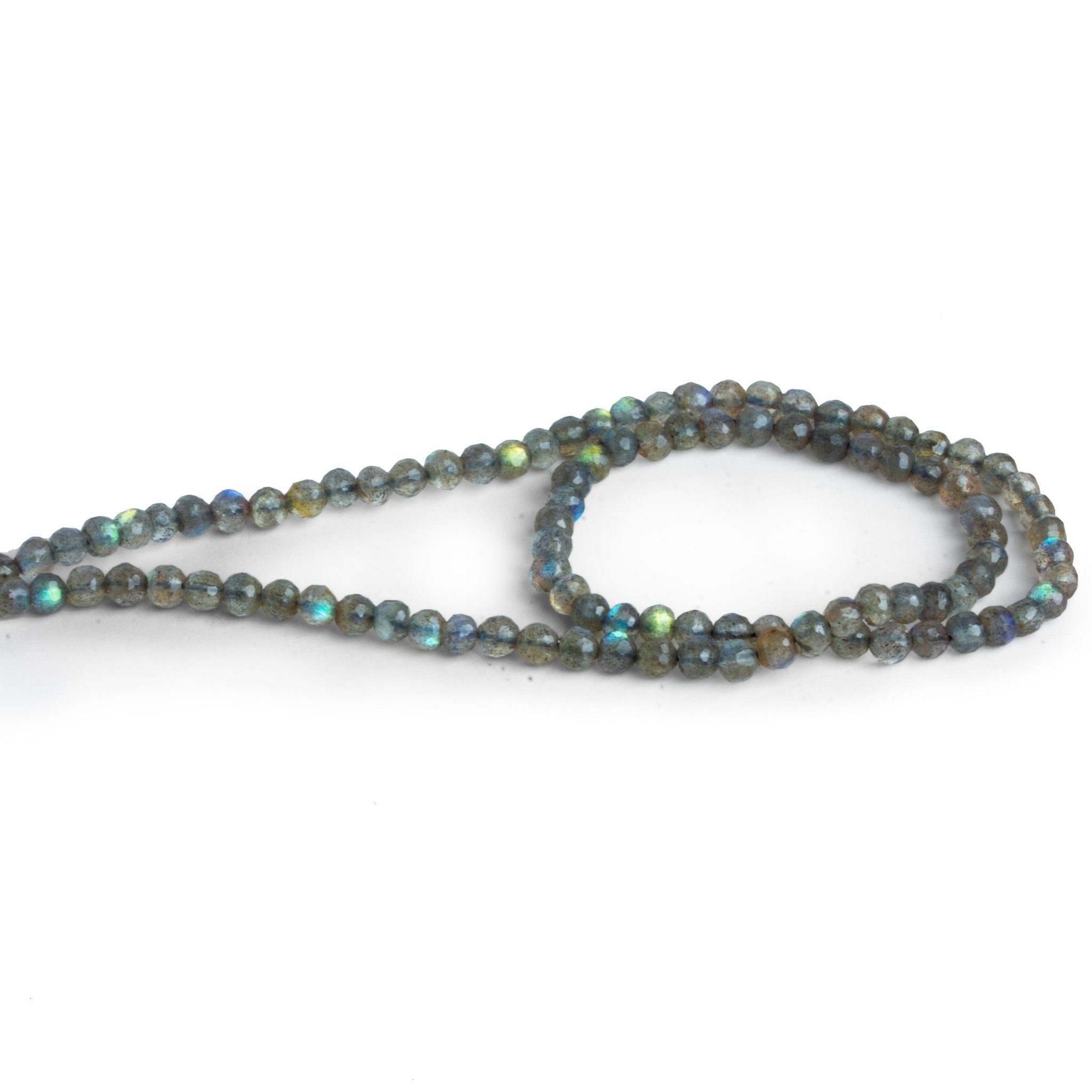 3.5mm Labradorite Handcut Rounds 12 inch 100 beads - The Bead Traders