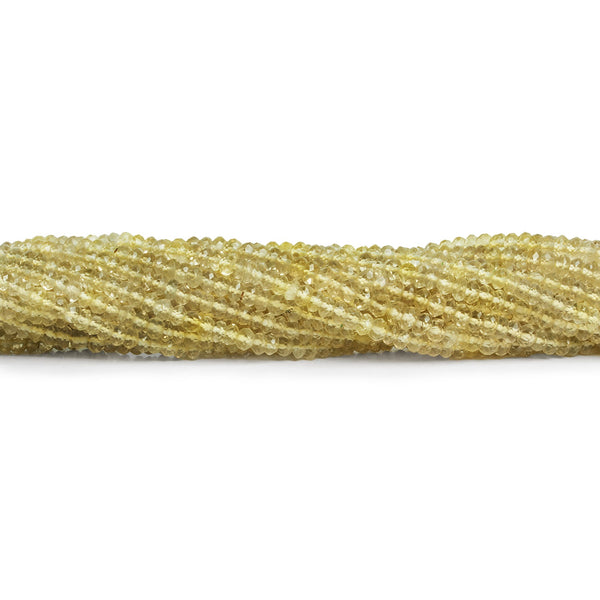 3.5mm Lemon Quartz Faceted Rondelles 14 inch 150 beads