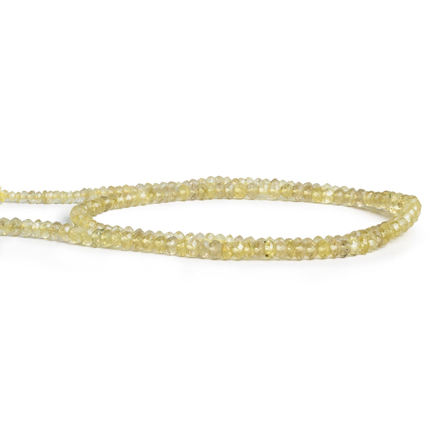 3.5mm Lemon Quartz Faceted Rondelles 14 inch 150 beads - The Bead Traders