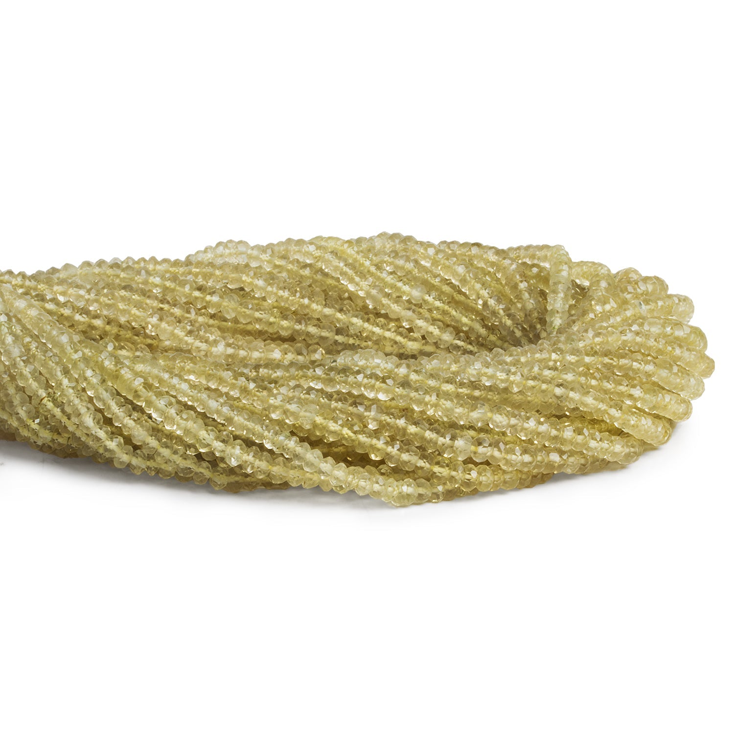3.5mm Lemon Quartz Faceted Rondelles 14 inch 150 beads - The Bead Traders