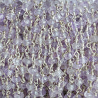 3.5mm Pink Amethyst Faceted Rondelle Silver Chain 40 beads - The Bead Traders