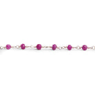 3.5mm Pink Jade Faceted Rondelle Silver Chain 34 beads - The Bead Traders